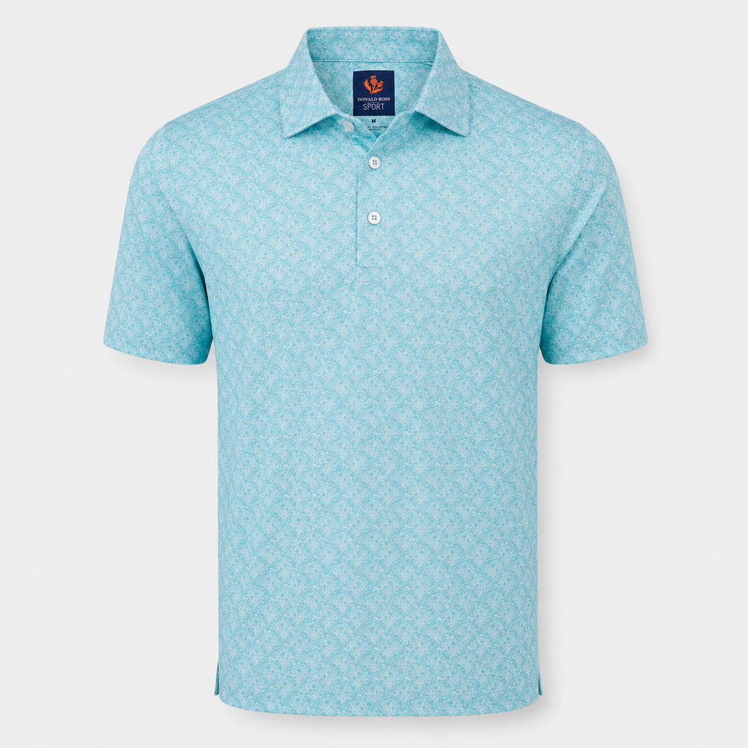 Donald Ross Mens Sport Fit SIDNEY SKULL Print Polo - SEAGLASS/WHITE