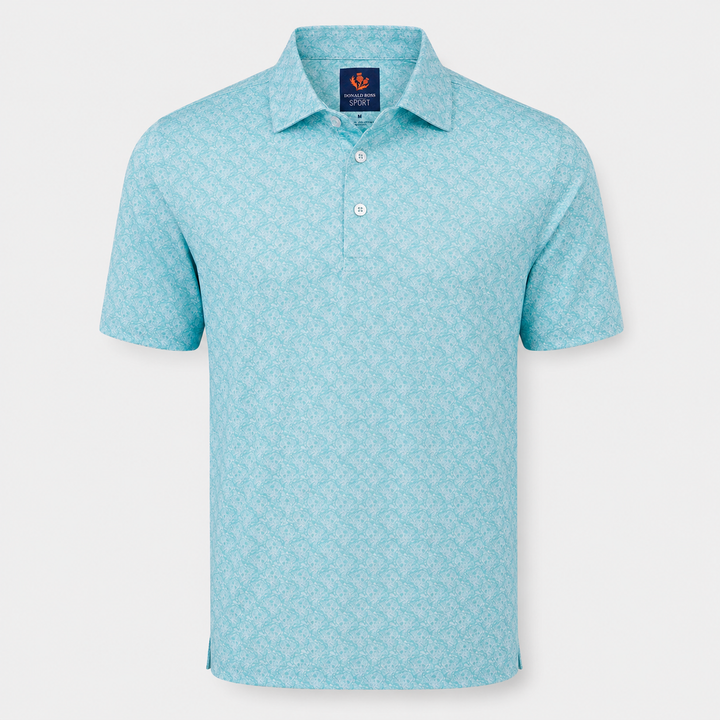 Donald Ross Mens Sport Fit SIDNEY SKULL Print Polo - SEAGLASS/WHITE