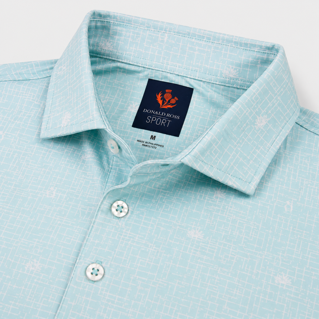 Donald Ross Mens Sport Fit BOYD Print Polo - POOL