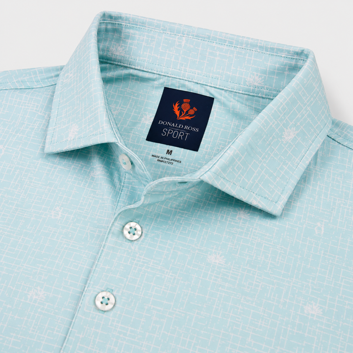 Donald Ross Mens Sport Fit BOYD Print Polo - POOL