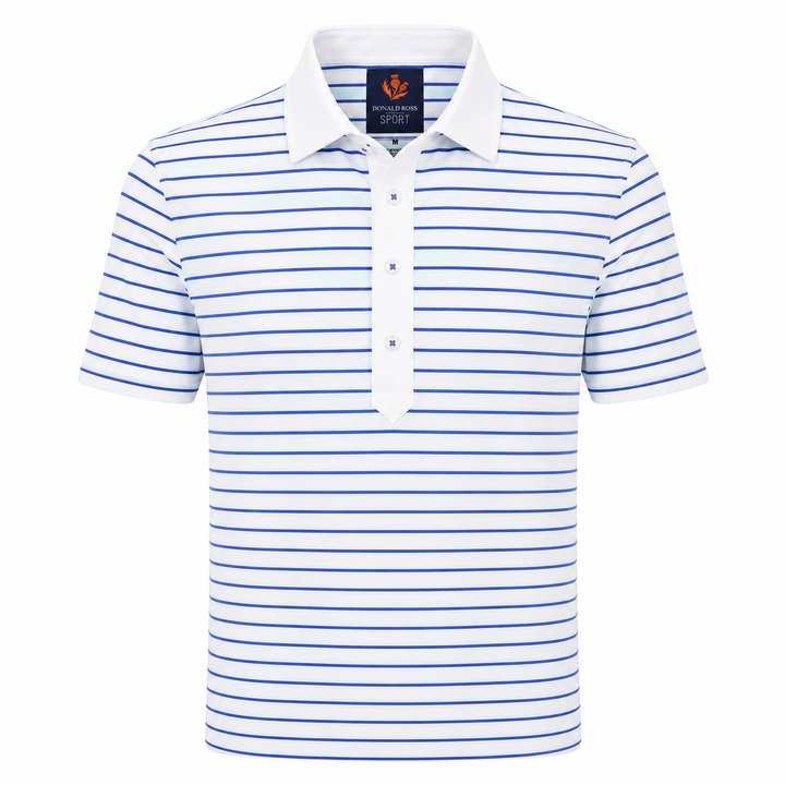 Donald Ross Mens Sport Fit BLAKE Polo - WHITE / POOL / PERIWINKLE