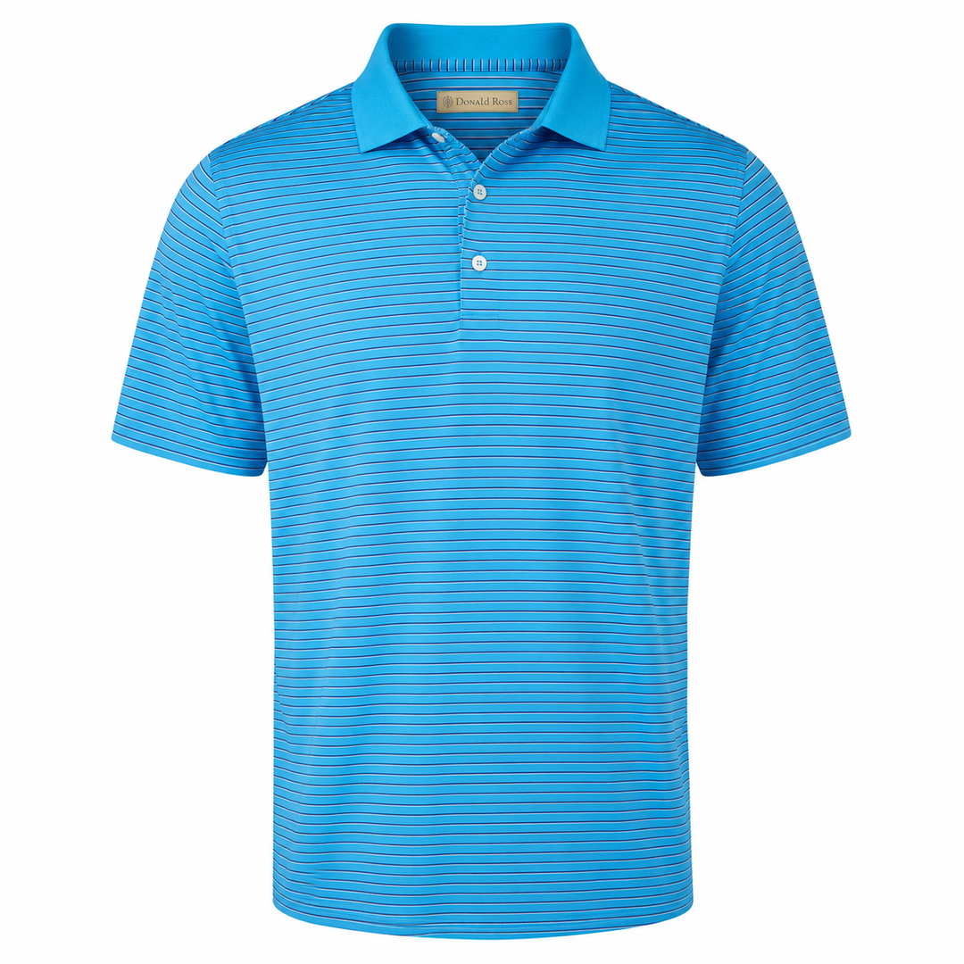 Donald Ross Men's Classic Fit Jersey Shadow Knit Polo - BAHAMA/NAVY/CREAM