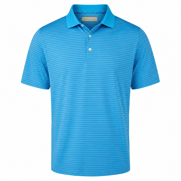 Donald Ross Men's Classic Fit Jersey Shadow Knit Polo - BAHAMA/NAVY/CREAM