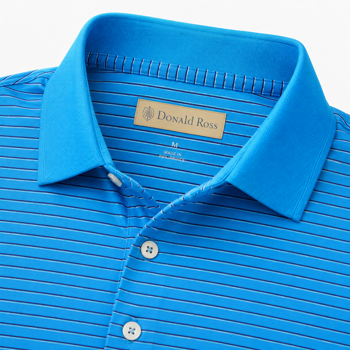 Donald Ross Men's Classic Fit Jersey Shadow Knit Polo - BAHAMA/NAVY/CREAM