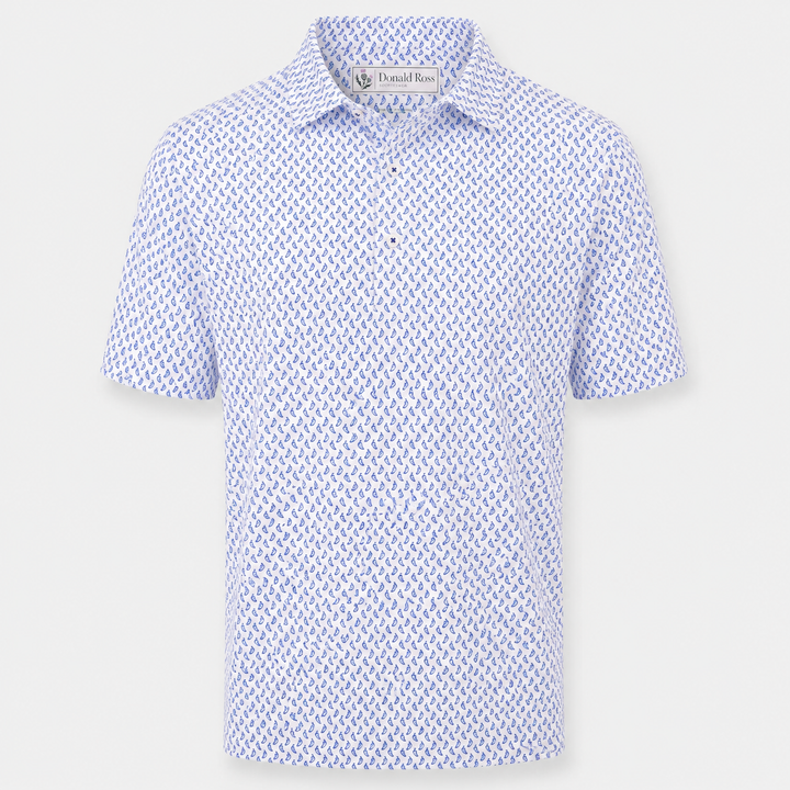 Donald Ross Mens Classic Fit SARASOTA Polo - WHITE / NAVY