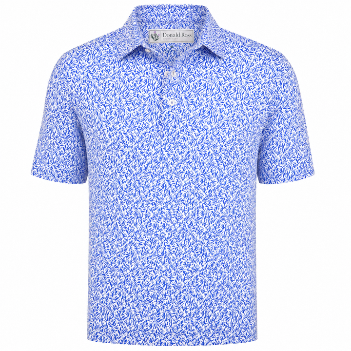 Donald Ross Mens Classic Fit ATLANTA Polo - WHITE / COBALT