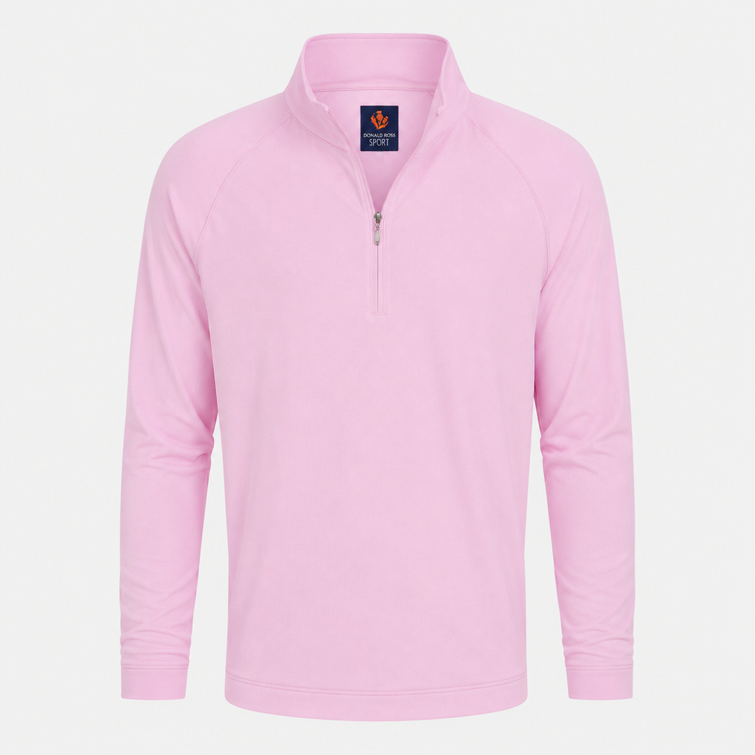 Donald Ross Mens Sport Fit Elias Quarter Zip - HEATHER PINK