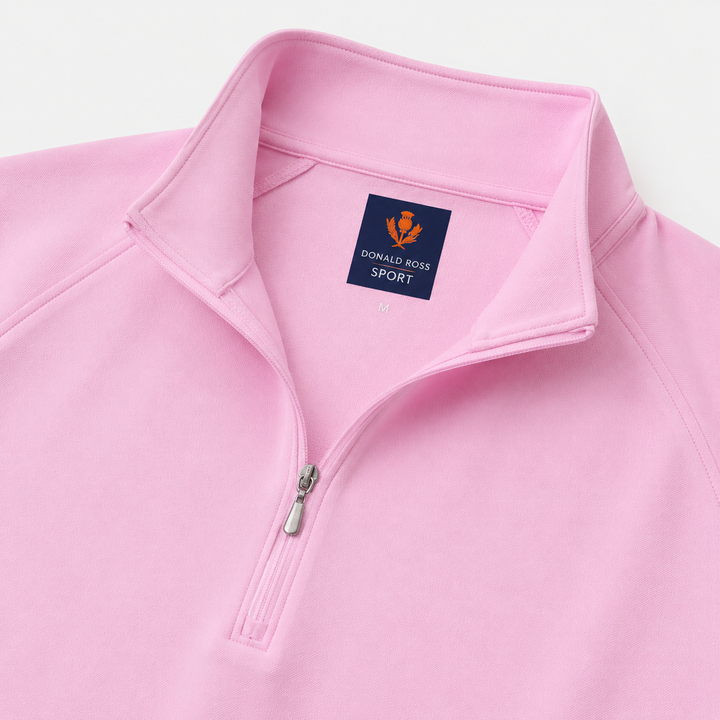 Donald Ross Mens Sport Fit Elias Quarter Zip - HEATHER PINK