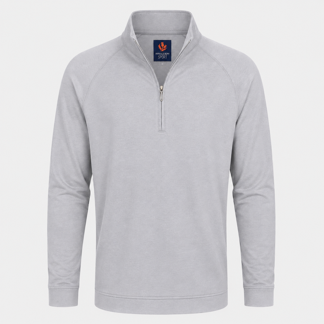 Donald Ross Mens Sport Fit Elias Quarter Zip - HEATHER GREY