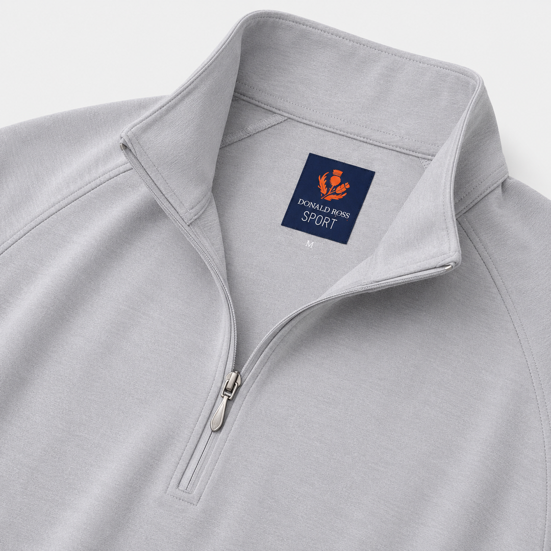 Donald Ross Mens Sport Fit Elias Quarter Zip - HEATHER GREY