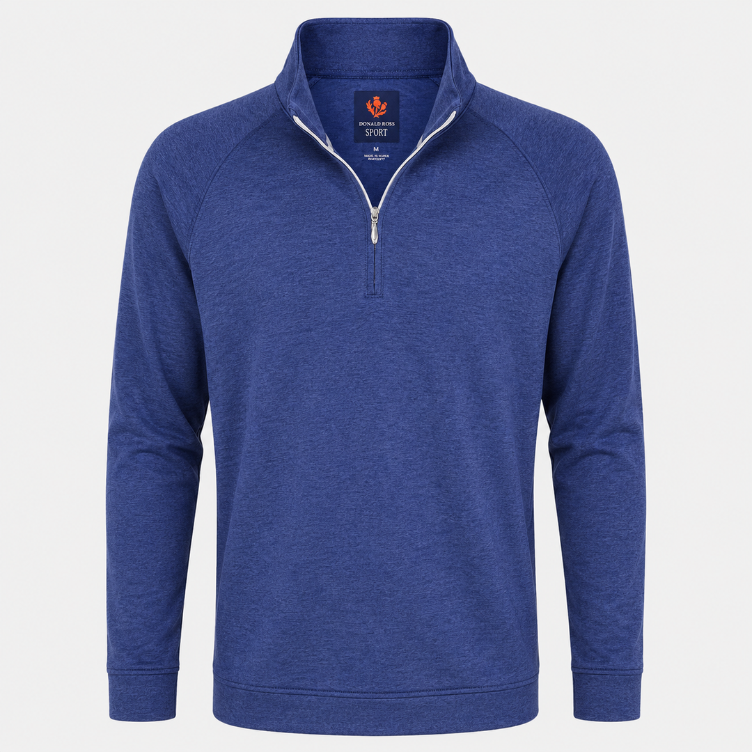 Donald Ross Mens Sport Fit Elias Quarter Zip - HEATHER NAVY