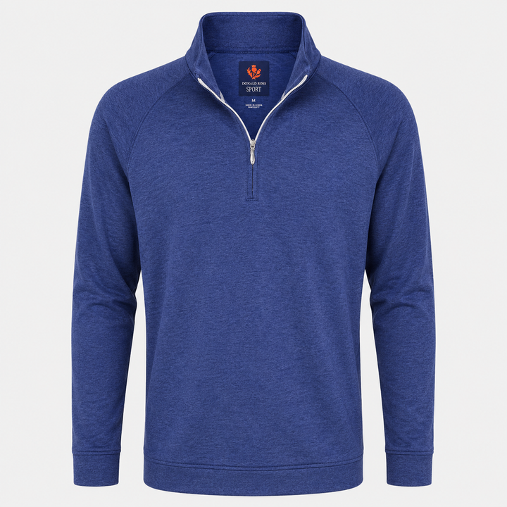 Donald Ross Mens Sport Fit Elias Quarter Zip - HEATHER NAVY