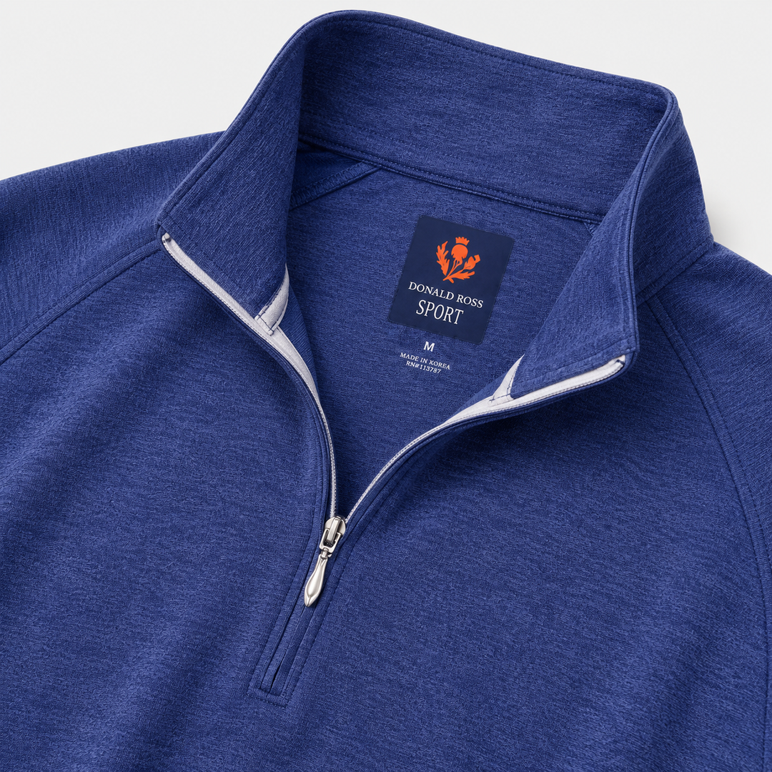 Donald Ross Mens Sport Fit Elias Quarter Zip - HEATHER NAVY