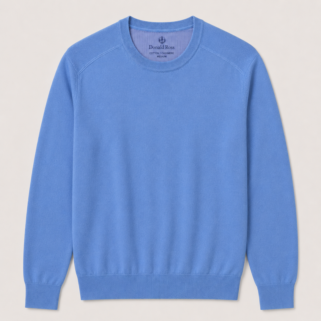 Donald Ross Men's Sport Fit Cotton / Cashmere Crewneck Sweater - ULTRAMARINE