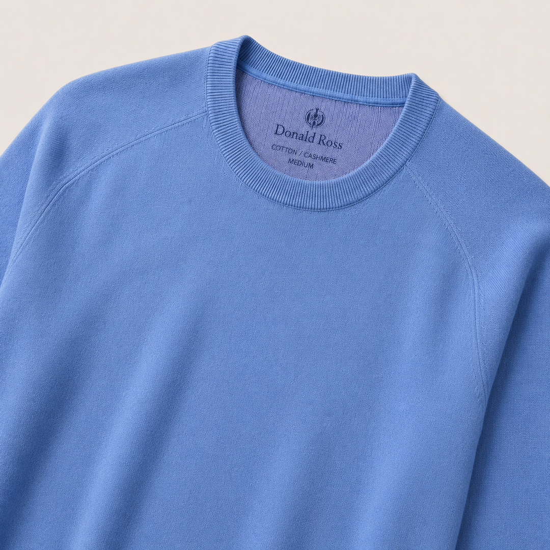 Donald Ross Men's Sport Fit Cotton / Cashmere Crewneck Sweater - ULTRAMARINE