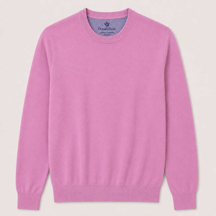 Donald Ross Men's Classic Fit SUPER GOLF Super Fine Cotton Crewneck Sweater - HIBISCUS