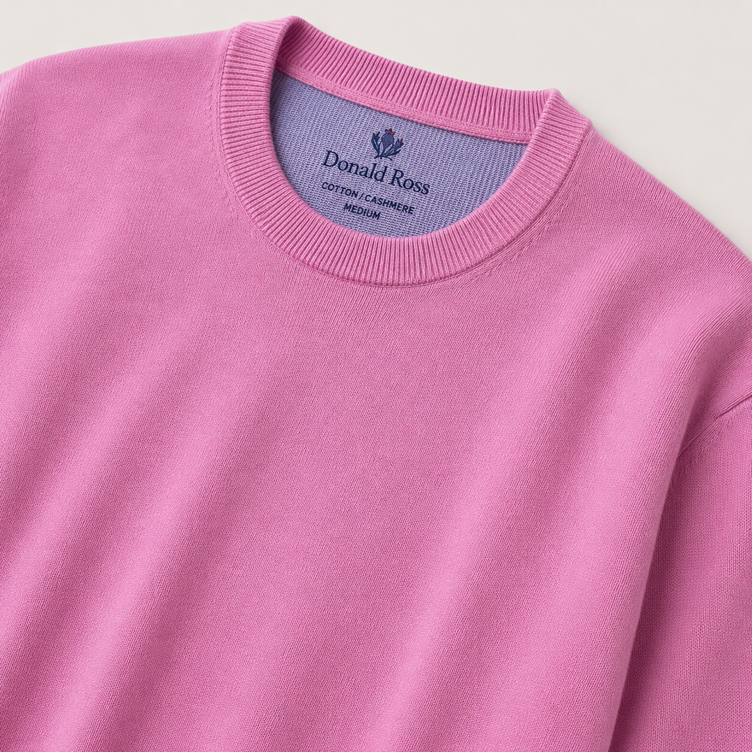 Donald Ross Men's Classic Fit SUPER GOLF Super Fine Cotton Crewneck Sweater - HIBISCUS