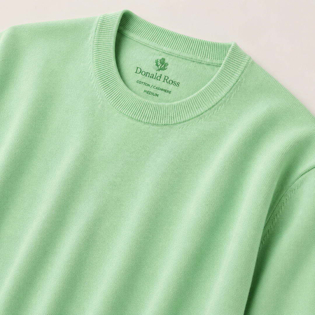 Donald Ross Mens Classic Fit SUPER GOLF Cotton Crew Neck Sweater - CUCUMBER
