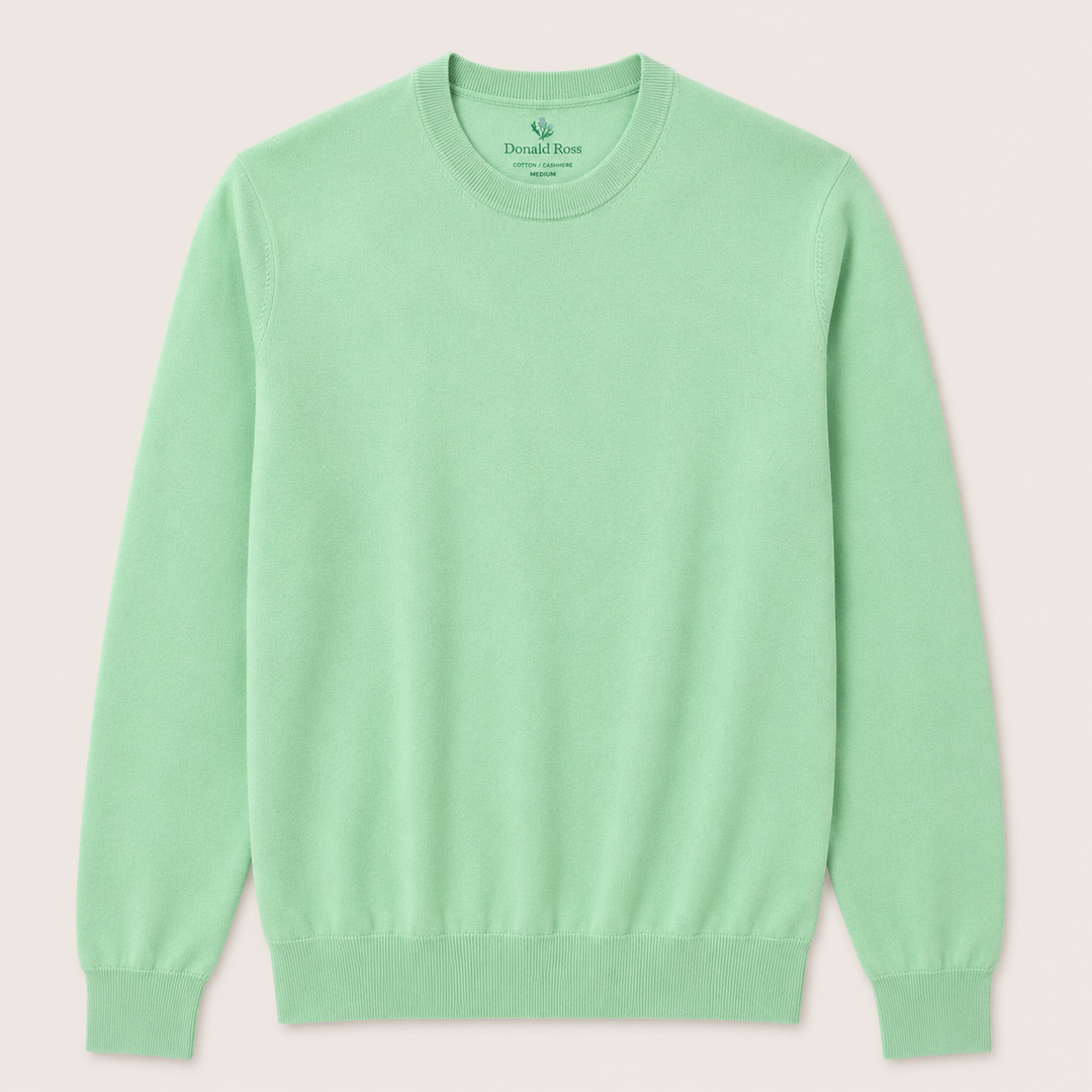 Donald Ross Mens Classic Fit SUPER GOLF Cotton Crew Neck Sweater - CUCUMBER