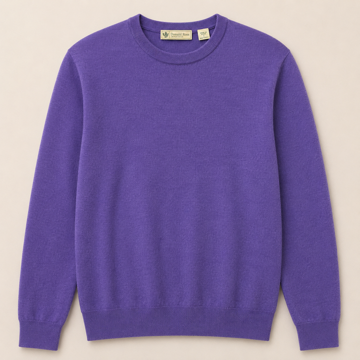 Donald Ross Mens Classic Fit Italian Merino Wool Crewneck Pullover - THISTLE
