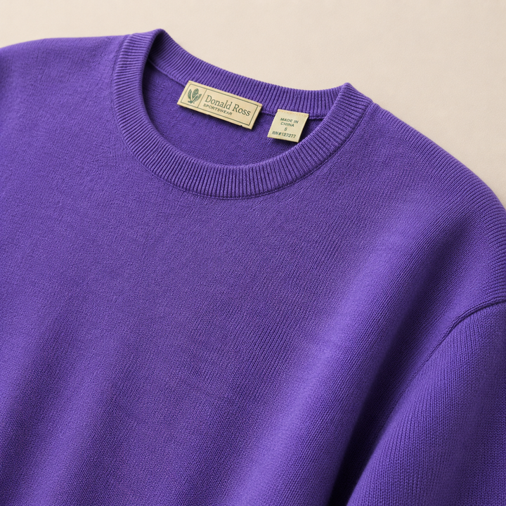 Donald Ross Mens Classic Fit Italian Merino Wool Crewneck Pullover - THISTLE