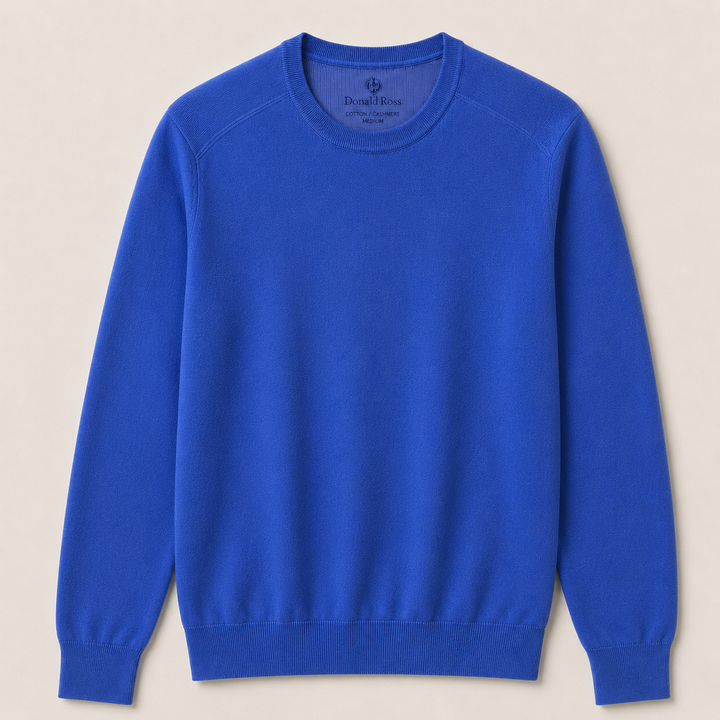 Donald Ross Men's Classic Fit SUPER GOLF Super Fine Cotton Crew Neck Sweater - ROYAL