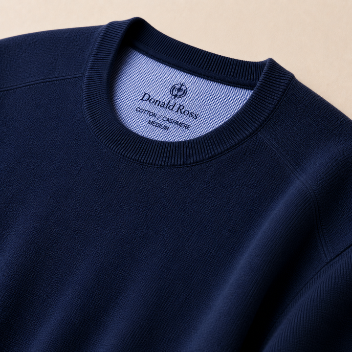 Donald Ross Men's Sport Fit Cotton / Cashmere Crewneck Sweater - NAVY