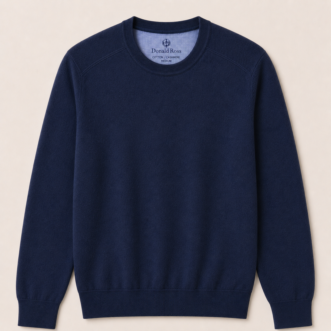 Donald Ross Men's Sport Fit Cotton / Cashmere Crewneck Sweater - NAVY