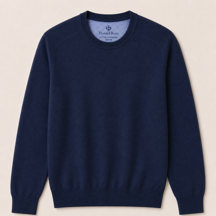 Donald Ross Men's Sport Fit Cotton / Cashmere Crewneck Sweater - NAVY