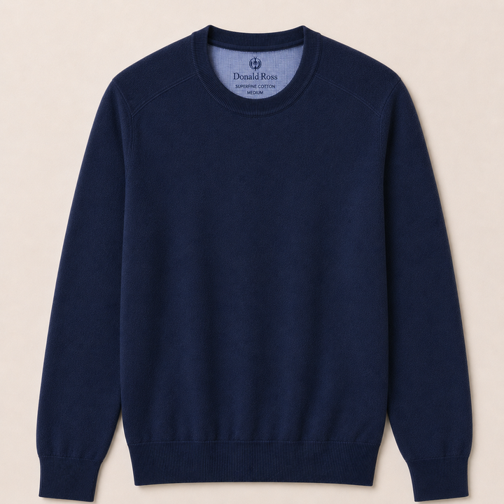 Donald Ross Men's Classic Fit SUPER GOLF Super Fine Cotton Crew Neck Sweater - NAVY