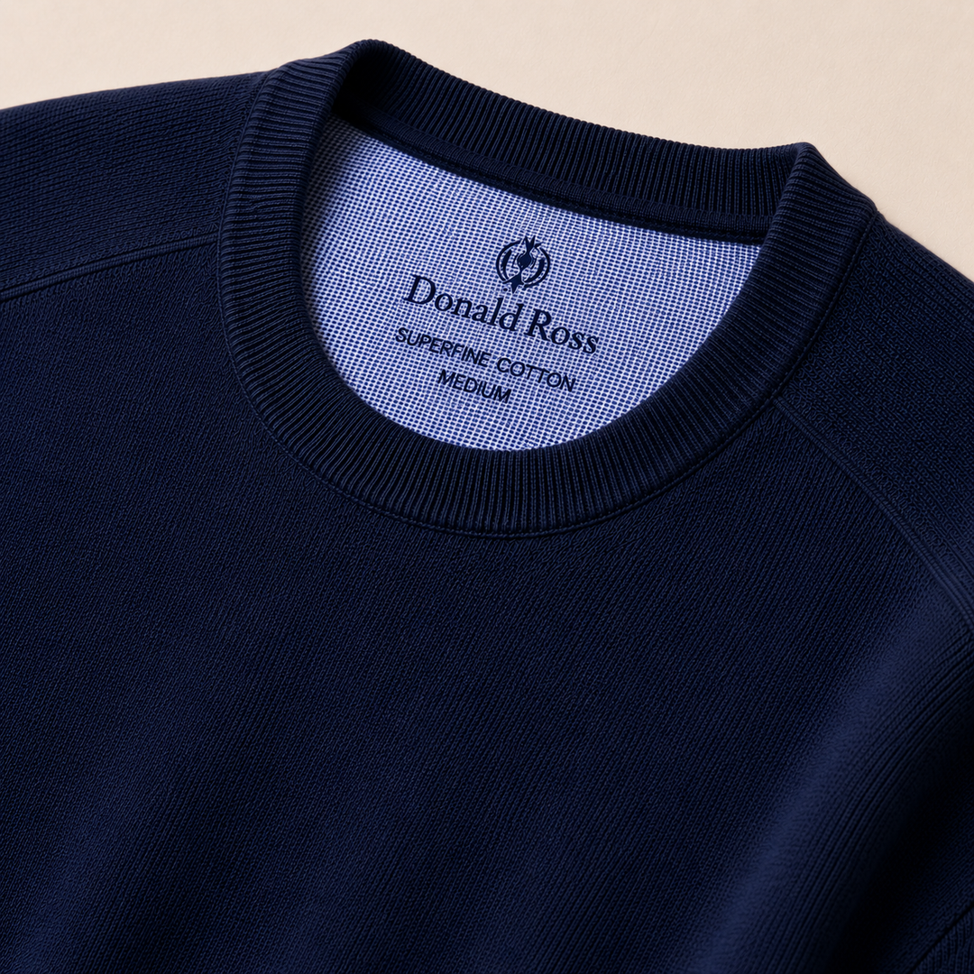 Donald Ross Men's Classic Fit SUPER GOLF Super Fine Cotton Crew Neck Sweater - NAVY