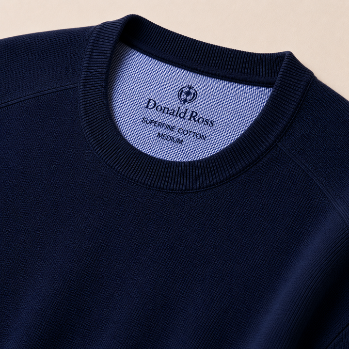 Donald Ross Men's Classic Fit SUPER GOLF Super Fine Cotton Crew Neck Sweater - NAVY