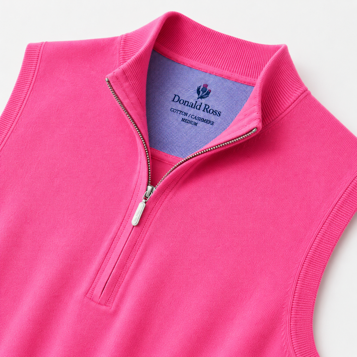Donald Ross Mens Classic Fit Super Fine Cotton Sweater Vest - AZALEA