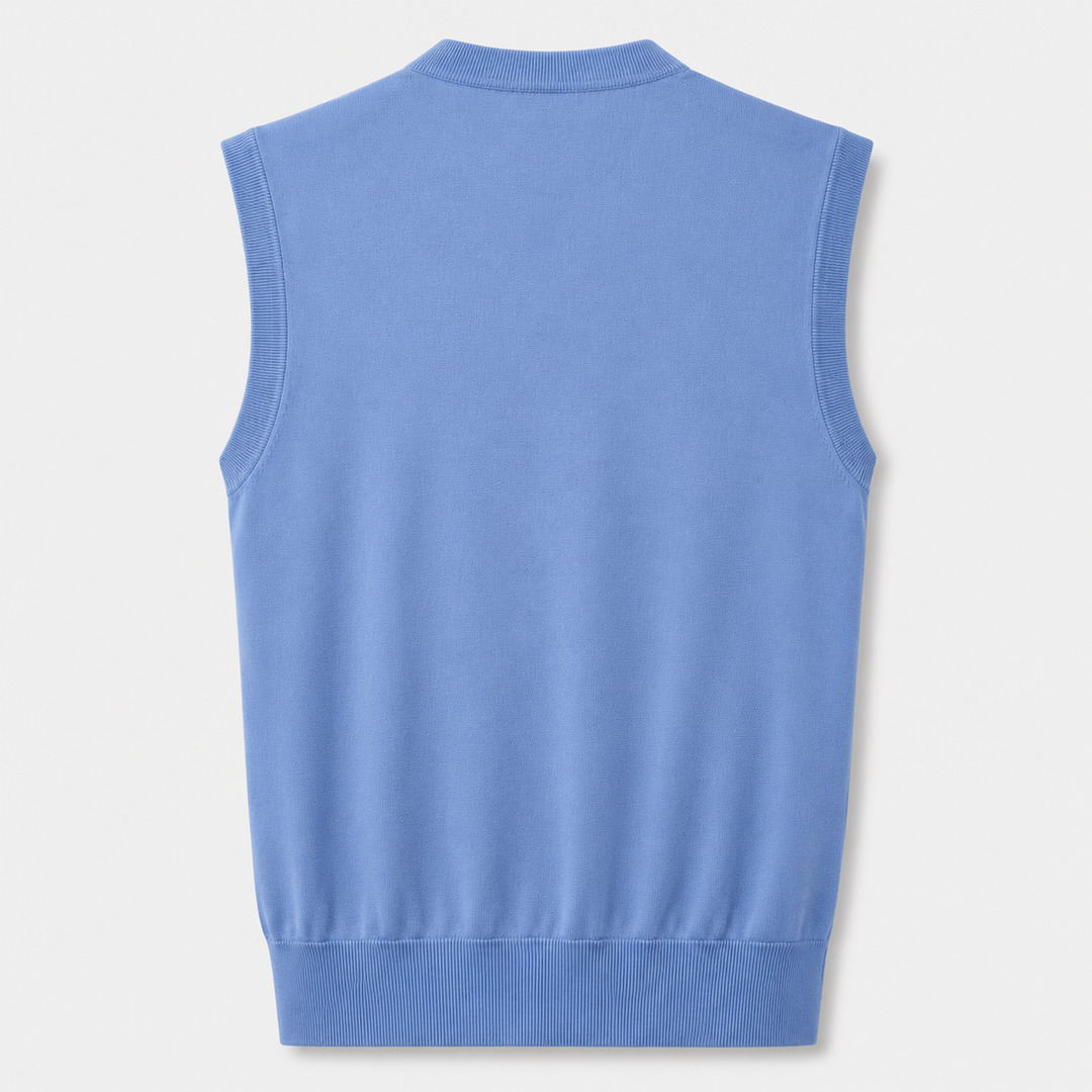 Donald Ross Mens SUPER GOLF SUPER FINE Cotton V-Neck Sweater Vest - BLUE JAY