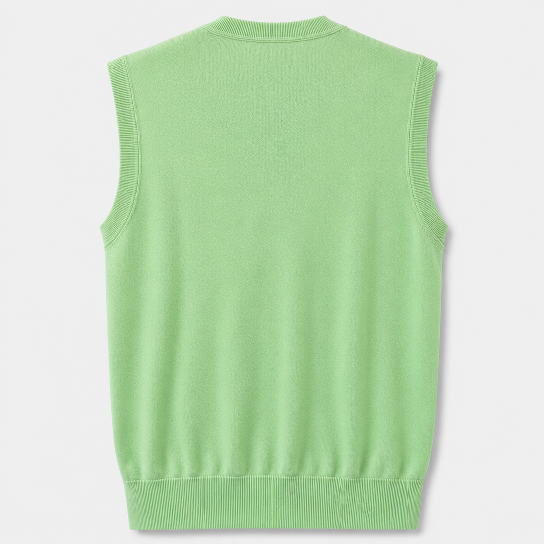 Donald Ross Mens Classic Fit Super Golf Cotton V-Neck Sweater Vest - CUCUMBER