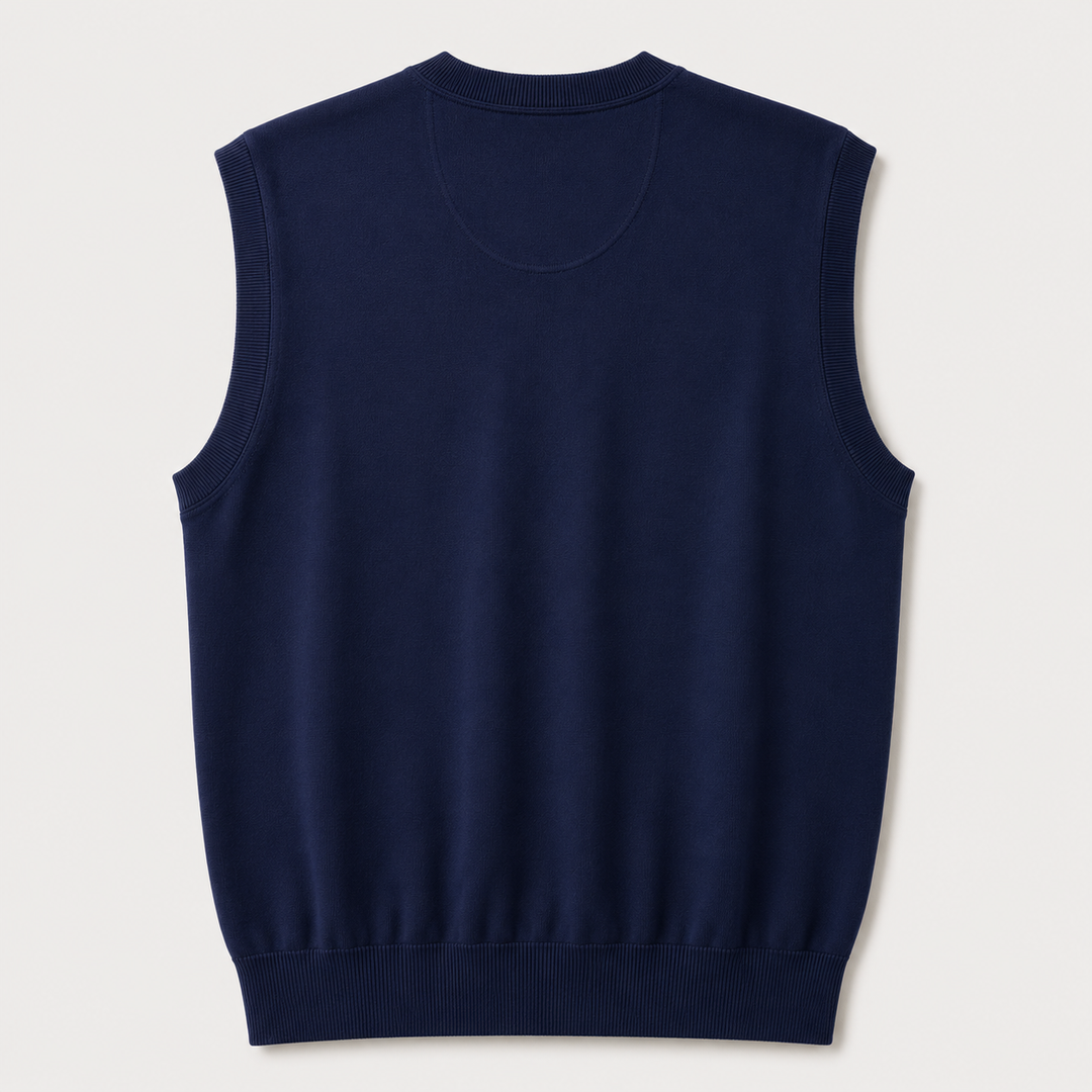 Donald Ross Mens Classic Fit SUPER GOLF SUPER FINE V-Neck Sweater Vest - NAVY