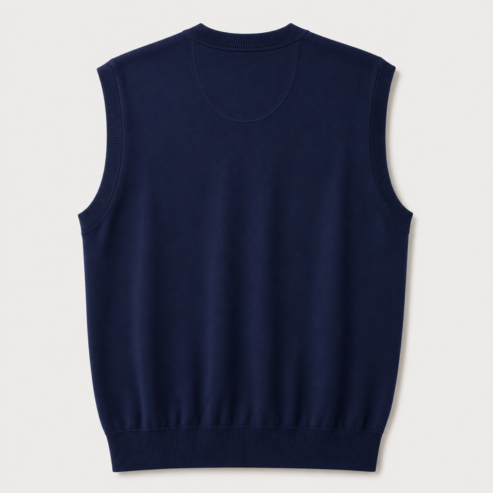 Donald Ross Mens Classic Fit SUPER GOLF SUPER FINE V-Neck Sweater Vest - NAVY