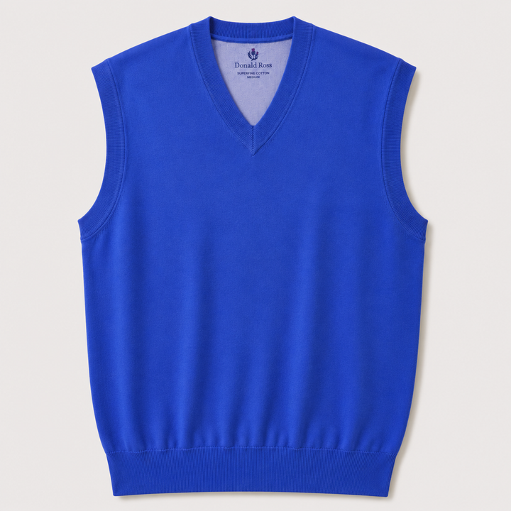 Donald Ross Mens Classic Fit Super Golf V-Neck Sweater Vest - ROYAL