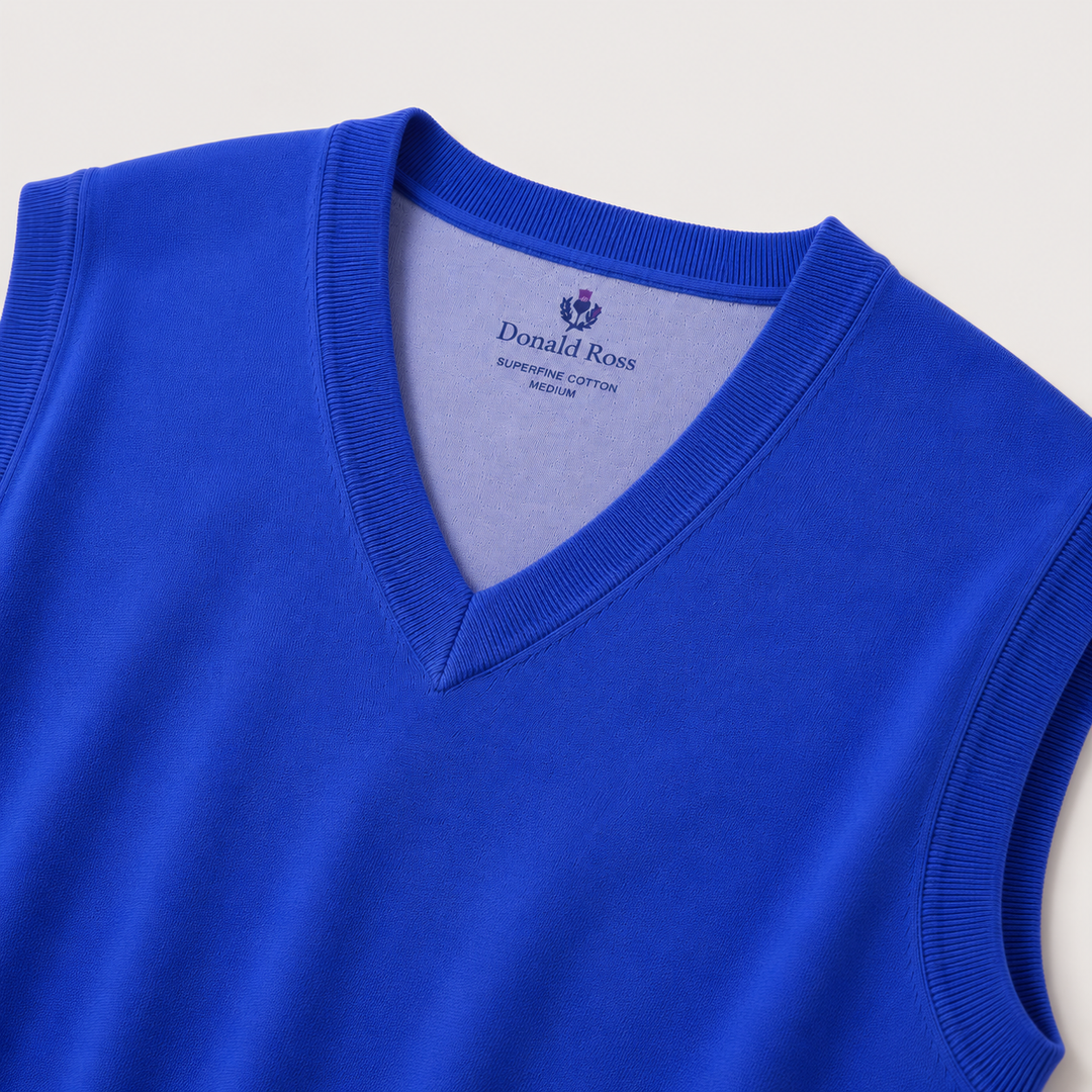 Donald Ross Mens Classic Fit Super Golf V-Neck Sweater Vest - ROYAL