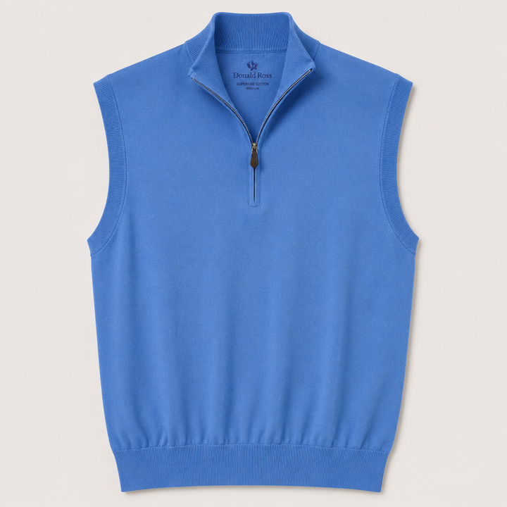 Donald Ross Men's Classic Fit SUPER GOLF Cotton 1/4 Zip Sweater Vest - PROVENCE