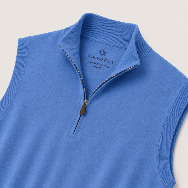 Donald Ross Men's Classic Fit SUPER GOLF Cotton 1/4 Zip Sweater Vest - PROVENCE