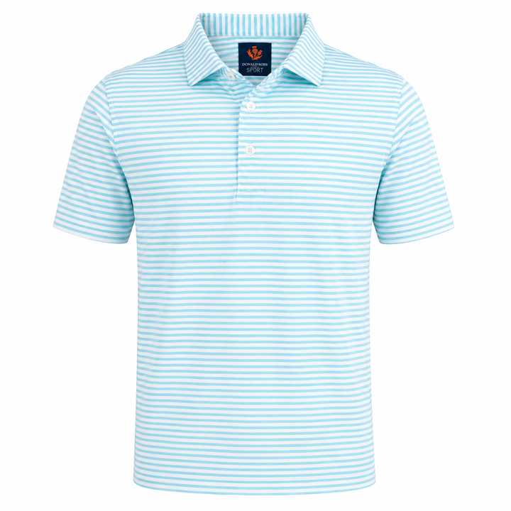 Donald Ross Mens Sport Fit OWEN Polo - SEAGLASS / WHITE