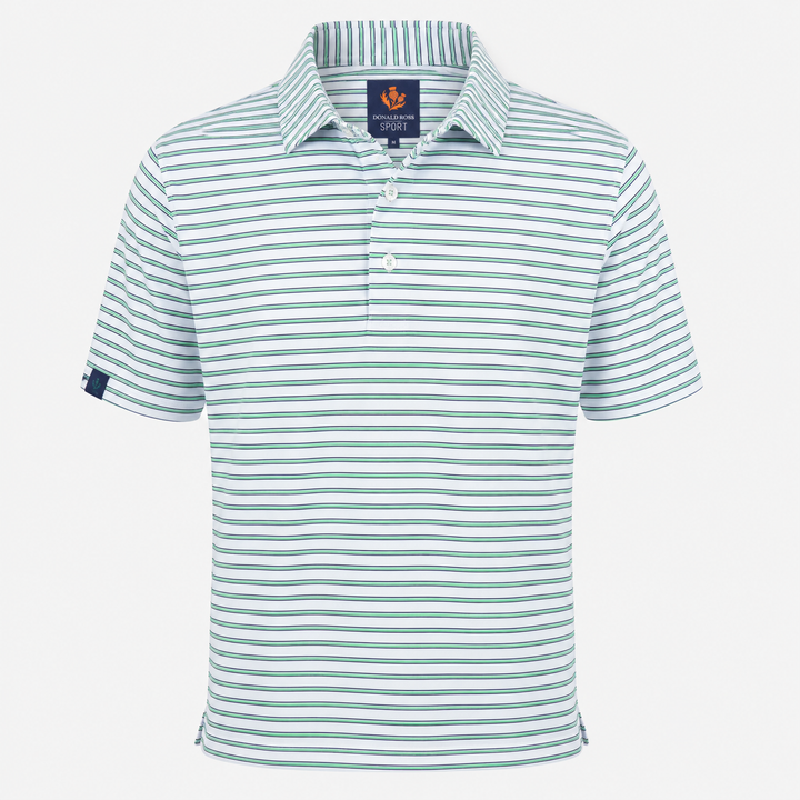 Donald Ross Mens Sport Fit HARRIS  Polo - WHITE / CLOVER / NAVY