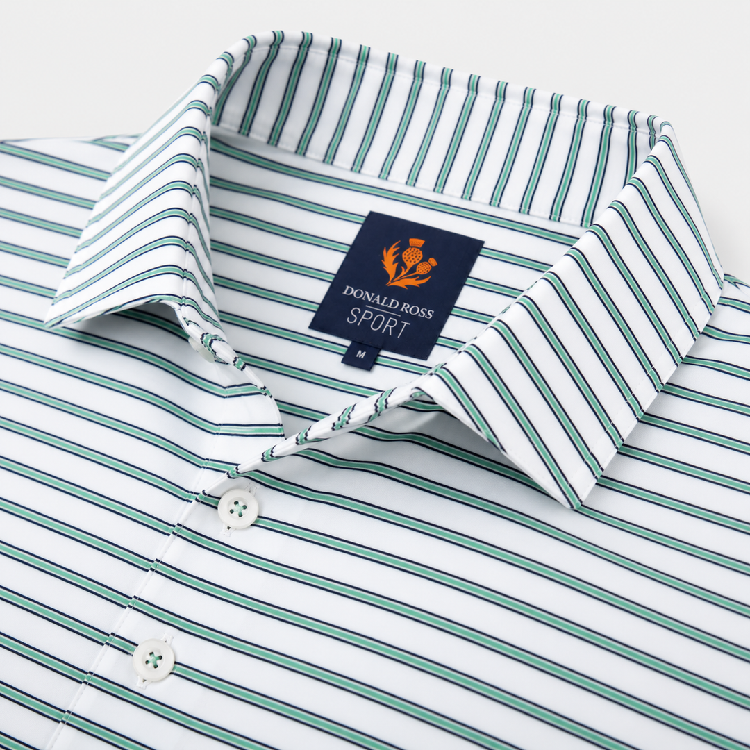 Donald Ross Mens Sport Fit HARRIS  Polo - WHITE / CLOVER / NAVY