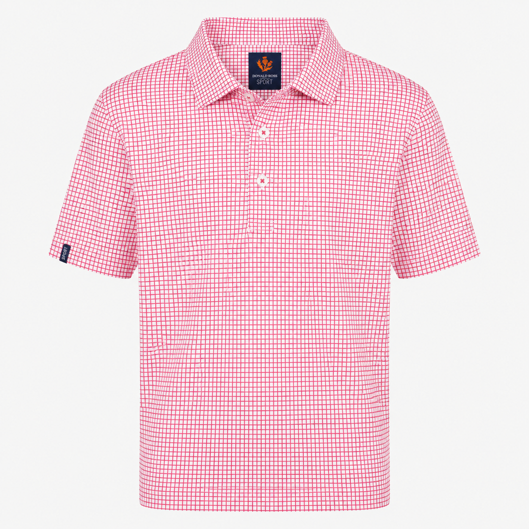 Donald Ross Mens Sport Fit CHARLIE Polo - WHITE / RASPBERRY
