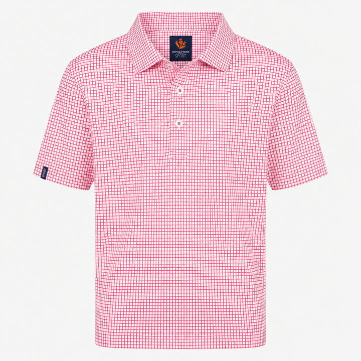Donald Ross Mens Sport Fit CHARLIE Polo - WHITE / RASPBERRY