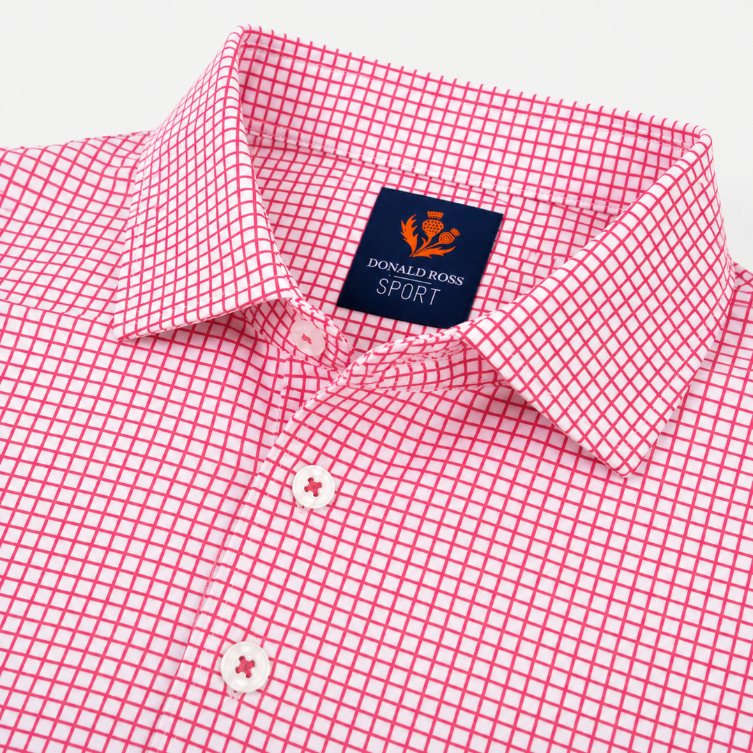 Donald Ross Mens Sport Fit CHARLIE Polo - WHITE / RASPBERRY