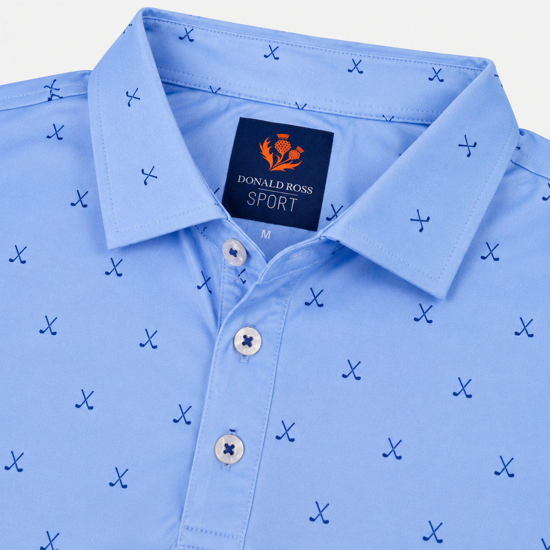 Donald Ross Mens Sport Fit VINCENT Print  Polo - COASTAL/NAVY