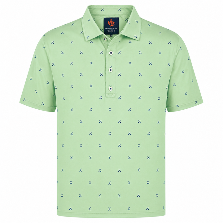 Donald Ross Mens Sport Fit VINCENT Print  Polo - ALOE/HERON
