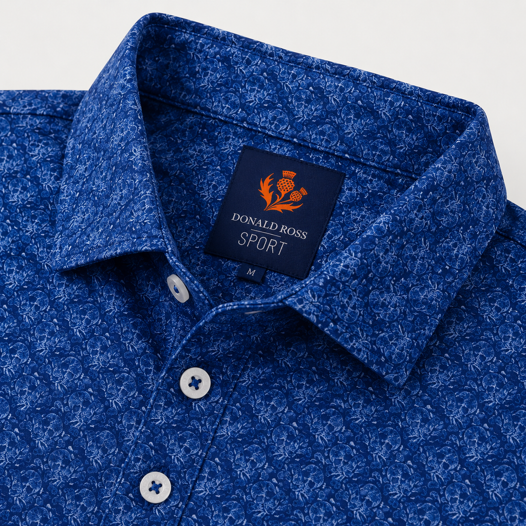 Donald Ross Mens Sport Fit SIDNEY SKULL Print Polo - NAVY / WHITE